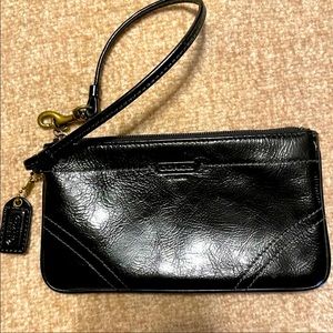 Coach Black Patent Leather Wristlet